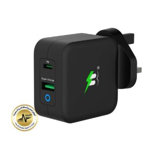 شاحن جداري بمنفذين (PD - USB) بقوة 38W من SPARK BERRY
