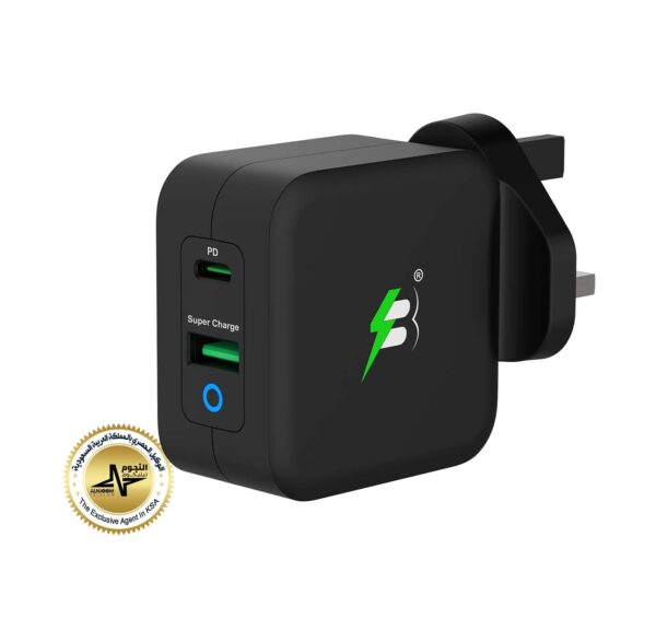 شاحن جداري بمنفذين (PD - USB) بقوة 38W من SPARK BERRY