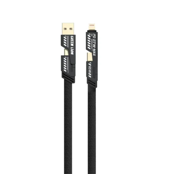 كيبل Green Lion 2 in 2 Braided Cable C to C+L and A to C+L 1.2m 65W