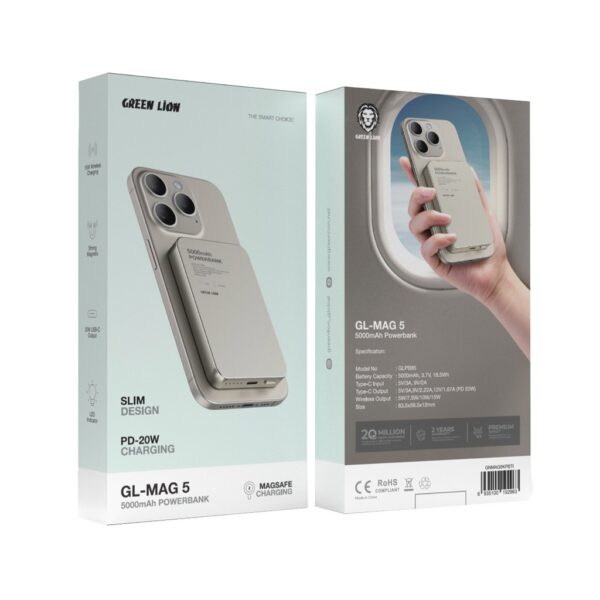 ⁦باور بانك Green Lion GL-MAG 5 5000mAh Powerbank⁩ - الصورة ⁦4⁩
