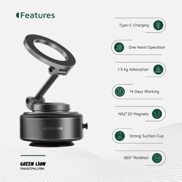 ⁦ستاند شفط Green Lion GX-31 Auto Suction Phone Holder⁩ - الصورة ⁦4⁩