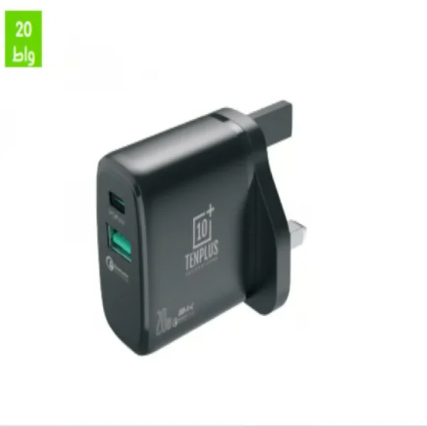 ⁦شاحن جداري بقوة 20W بمنفذين PD+QC3 للشحن من TENPLUS⁩ - الصورة ⁦3⁩