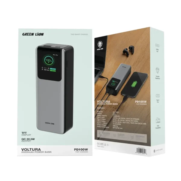 ⁦باور بانك Green Lion Voltura 20000mAh Power Bank PD100W⁩ - الصورة ⁦2⁩