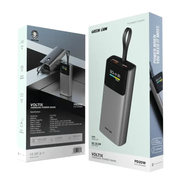 ⁦باور بانك Green Lion Voltix 10000mAh Power Bank PD20W⁩ - الصورة ⁦2⁩