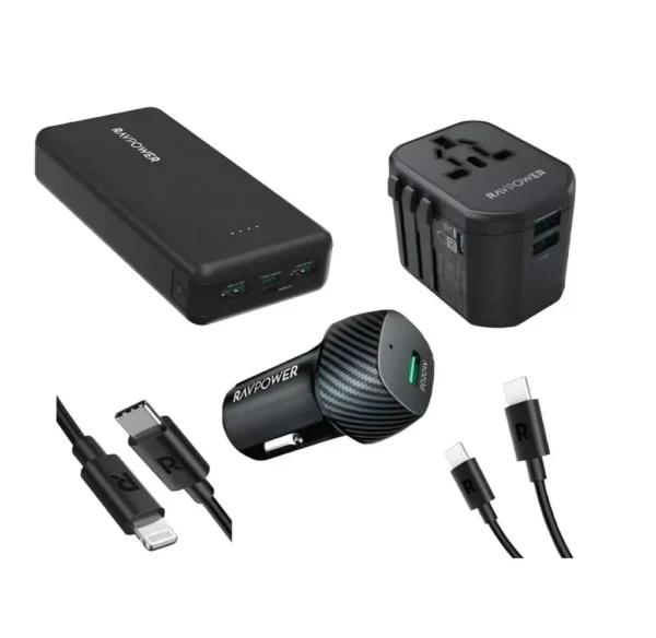 باكج The Ravpower 5-in-1 Travel Charging Combo